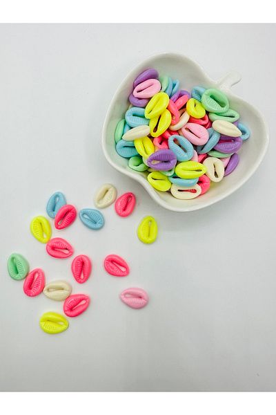 Egem aksesuar 100 Pieces of Mixed Colored Pebble Figured Plastic Beads for Jewelry Making