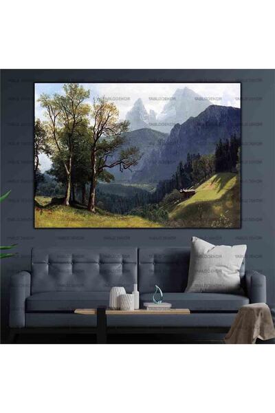 tablodekor Köy Dağ Ve Orman Manzaralı Orijinal Yağlı Boya Tablo