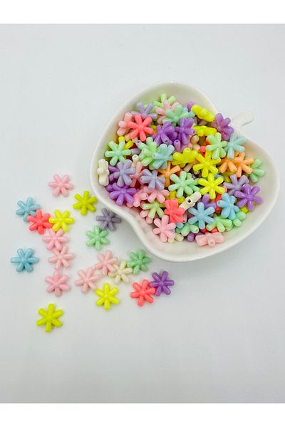 Egem aksesuar 50 Pieces of Mixed Colored Large Daisy Figured Plastic Beads for Jewelry Making