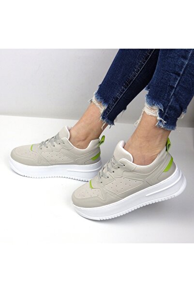 Hatege Baia Gri Yeşil Kadın Sneaker Ayakkabı