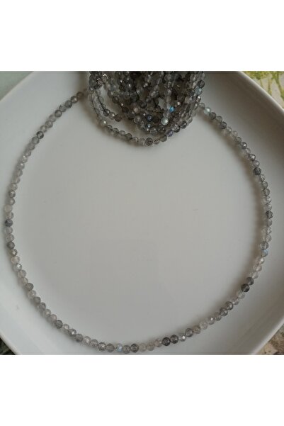 Mudita Tasarım 4 Mm Faset Kesim Orijinal Gerçek Doğal Labrodorit Taşı Kolye