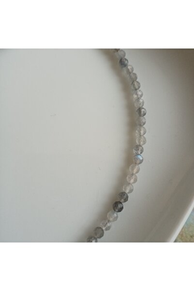 Mudita Tasarım 4 Mm Faset Kesim Orijinal Gerçek Doğal Labrodorit Taşı Kolye