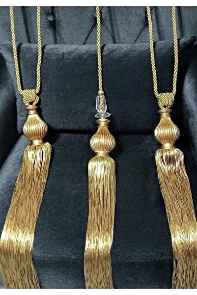 BANYAN Gold Renk Fon Perde Tavan Bağlama Püsküllü Braçol Set