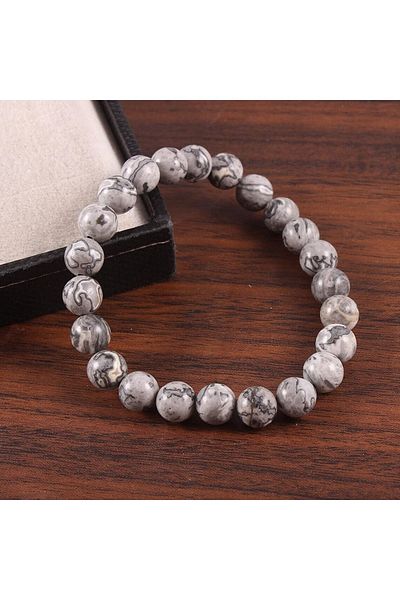 Padore Accessory Gray Jasper Natural Stone Bracelet: Gemstone in the Wrist of the Power of Nature > Certified
