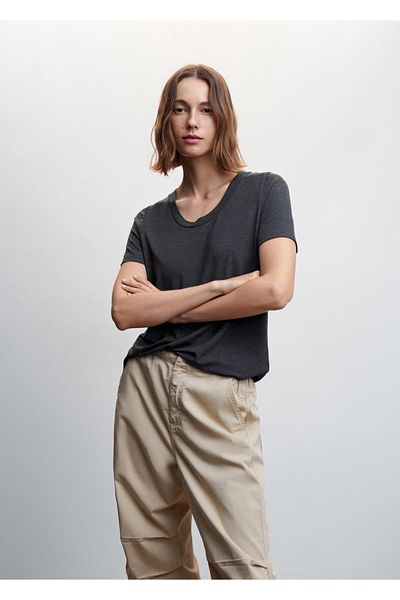 MANGO Woman Tricou cu gât rotund