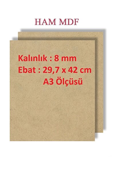 mobilreyon - 2 Adet Duralit Ham Mdf 8 Mm Kalınlık , A3 Ölçüsünde (29,7x42 Cm)...