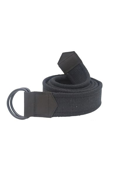 Anatolia Unisex Leather Detailed 3-Piece Black Gray Navy Blue Woven Denim Sports Canvas Cloth Belt