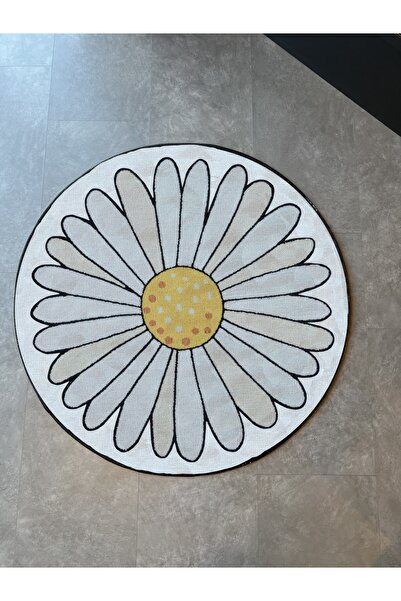 Rugs Modern Halı Mira 1235 Papatya Figürlü Baskılı Yuvarlak Halı