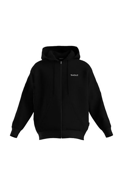 Shout Υπερμεγέθη Basic Unisex Oldschool Hoodie με φερμουάρ