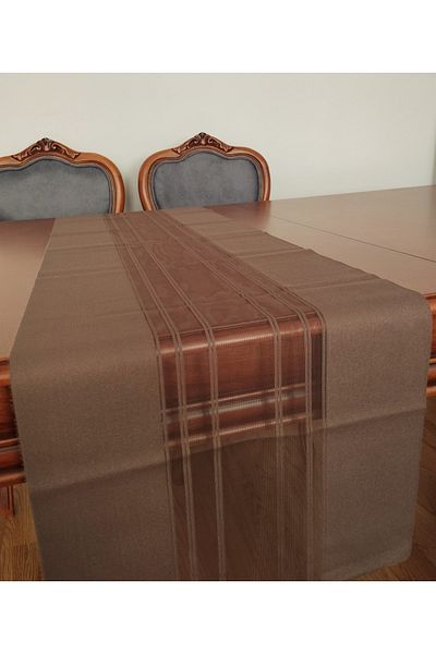 Ef Tasarım Brown Tulle Detailed Modern Runner