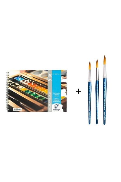 Talens Van Gogh Water Color Notebook A5 300grVe Art Design 123 Watercolor Brush Set No: 2-6-10