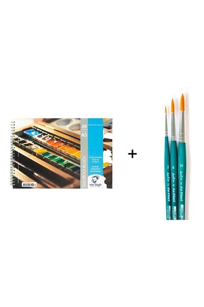 Talens Van Gogh Water Color Notebook A5 300grVe Da Vinci Set-5 Watercolor Brush Set No: 2-6-10