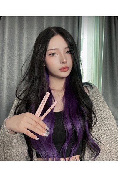 AKOLİFE Postă de păr laterală cu fixare rapidă, culoare violet, 50 cm (păr în...