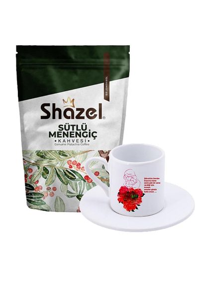 Shazel Menengic Coffee with Milk 200 Gr+ Turkish Coffee Cup with Mother's Day Writing