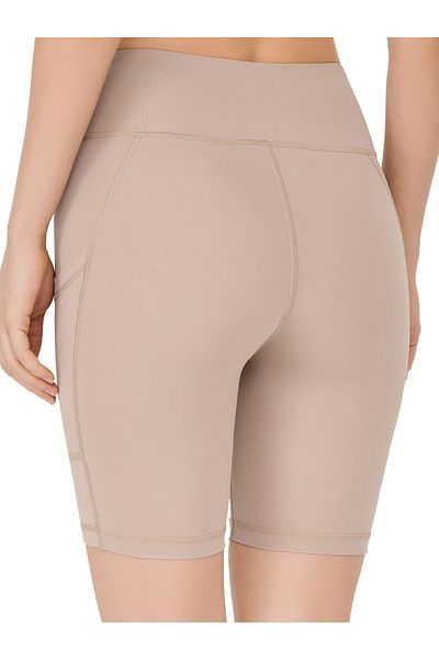 Los Ojos Pantaloni scurți de motociclist cu buzunar dublu, bej, cu talie înaltă, cu compresor, colanți sport scurti