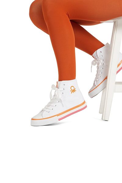Benetton Bn-90189 3374 White Orange - Women's Sneakers