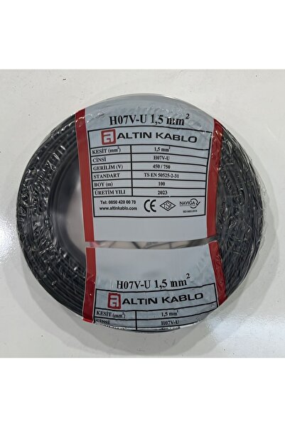 Altın Kablo 1.5 Mm Nya Kablo Tek Damar Siyah 100 Metre