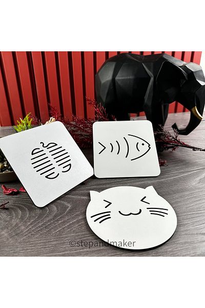 Step and Maker White 3-Piece Trivet Set (Cup Base - Pan - Pot Etc.)