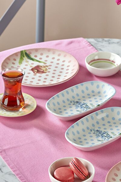 Neva N3484 Point 24 Parça Renkli Çiçek Desenli Porselen Kahvaltı Takımı