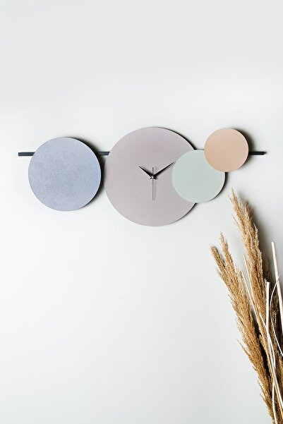 Muyika Design Muyika Maxico Metal 75-30cm Dekoratif Duvar Saati (MAVİ-LİLA-YE...