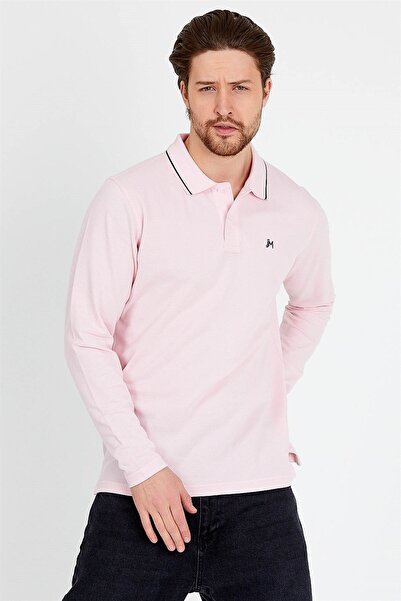 JAHR MARC Long Sleeve Pink Men's Polo Neck T-shirt