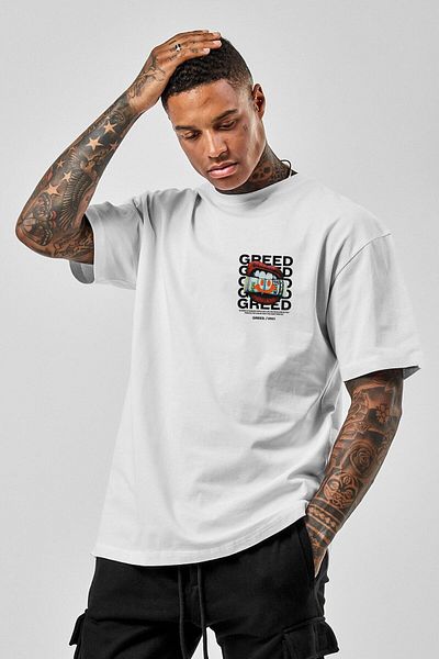 DEEPSENCE Ανδρικό μπλουζάκι Oversize Breed με στάμπα μπροστά λευκό