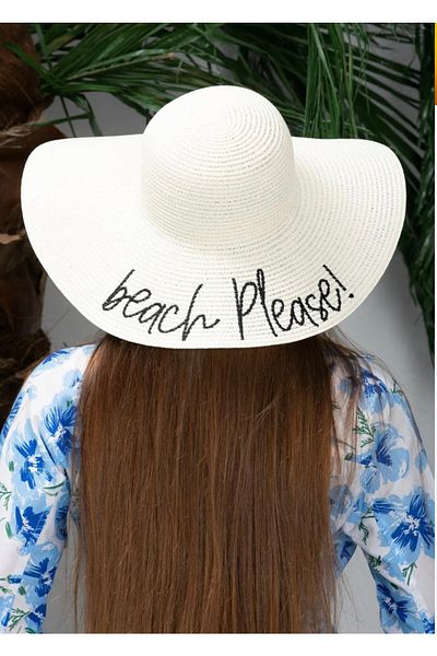owow Beach Please Printed Straw Beach Cap