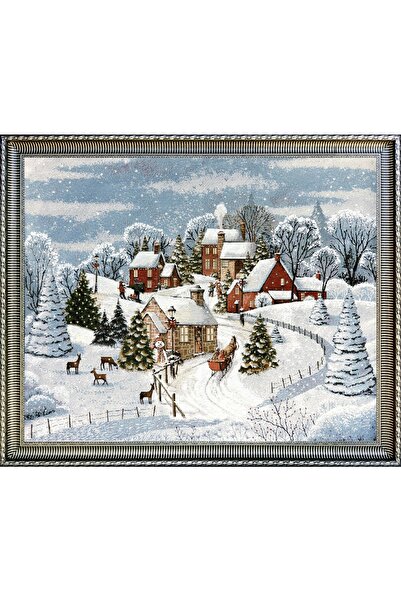 Niva Manzara Serisi-24k Dokuma Goblen Kumaş-kar Manzarası