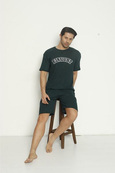 Ayans Pijama Ανδρικό Σετ Κάπρι με ραβδώσεις Oversize