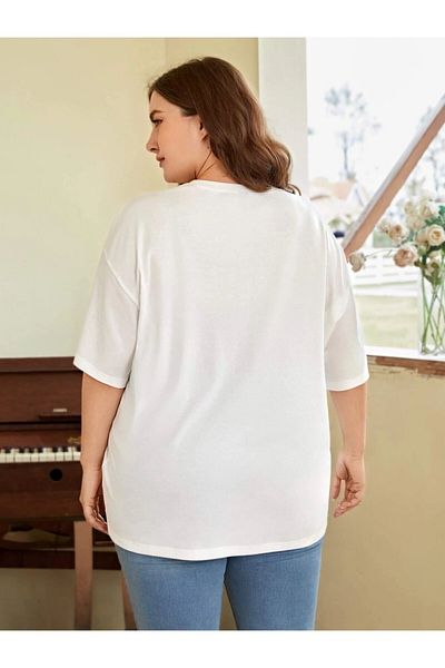 Keywest Tricou unisex din bumbac oversize cu imprimeu floral colorat