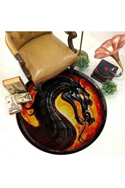 NesaDecor Mortal Kombat Logo Halısı Genç Odası Ejderha Desenli Dekoratif Halı...