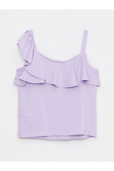 LC Waikiki U Collar Basic Ruffle Detailed Girl's Undershirt