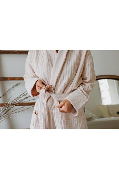 CottonTherapy Rib Bornoz Unisex %100 Pamuklu