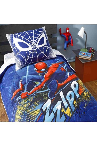 Taç Licensed Spiderman Blue City Single Duvet Cover Set Emh