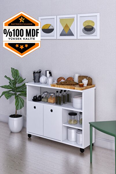 rafineritasarım Taşınabilir Çok Amaçlı 2 Kapaklı Katlı Mutfak Ve Salon Masası...