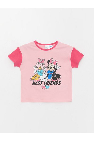 LC Waikiki Crew Neck Short Sleeve Disney Printed Baby Girl T-Shirt and Shorts Set of 2