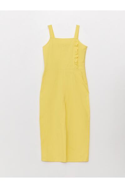 LC Waikiki Lcw Kids Square Collar Basic Strap Girl's Jumpsuit