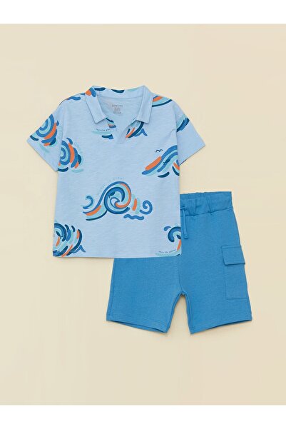LC Waikiki Комір поло з коротким рукавом з принтом Baby Boy Tisort And Sort 2 Piece Set