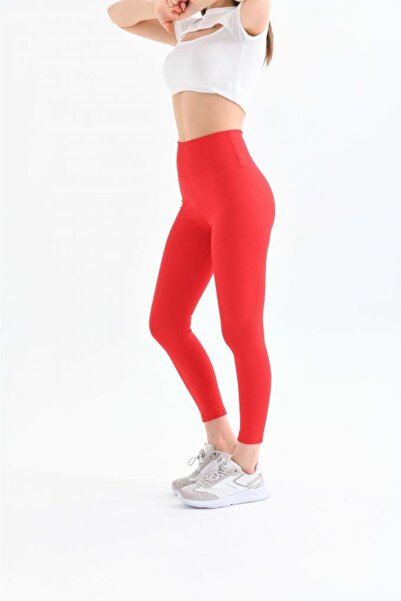 Modkofoni Yüksel Waist Tightening Women's Red Leggings