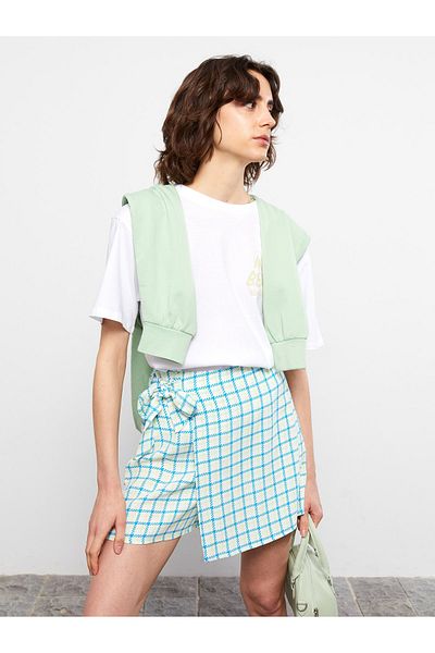 LC Waikiki Plaid Viscose Women's Shorts Skirt with Zippered Waist