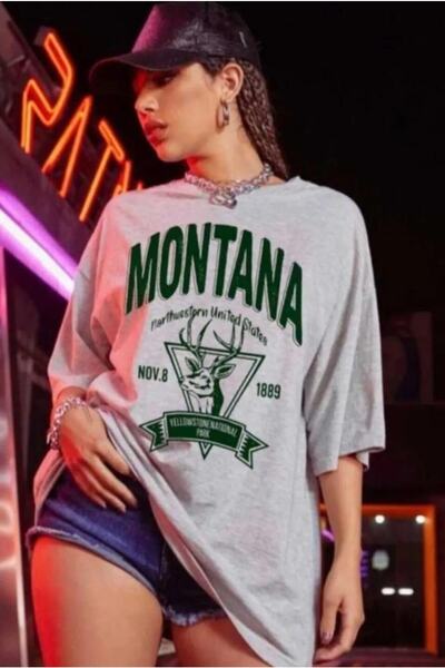 BYMEER Tricou Montana cu imprimeu gri