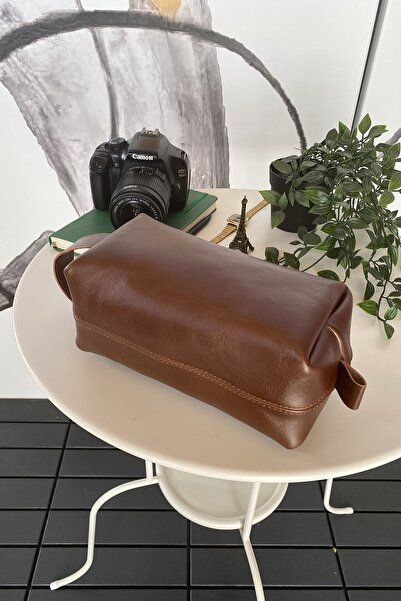 Modica Parthenon - Real Leather Zippered Handbag - Dopp Kit - Travel Makeup Bag