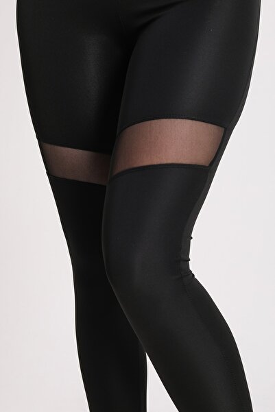 BANEGA Γυναικείο μαύρο καλσόν με ψηλόμεσο συσφιγκτικό τούλι με λεπτομέρειες