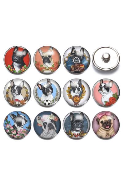 Bluokbeauty 12 Pieces 18 Mm Vintage Glass Snap Dog Illustrated Hobby Jewel Jewelry Accessory Stylish Design Button