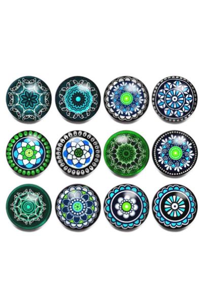 Bluokbeauty 12 Pieces 18 Mm Vintage Glass Snap Evil Eye Picture Hobby Jewel Jewelry Accessory Stylish Design Button