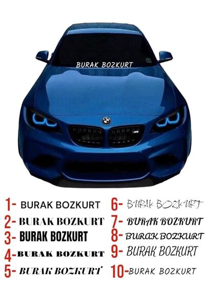 EYBA STİCKER Isme Özel Yazı Beyaz 55x10cm Ön Cam Sticker Araç Oto Traktör