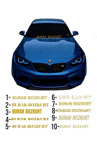 EYBA STİCKER Isme Özel Yazı 55x10cm Gold Ön Cam Sticker Araç Oto Traktör