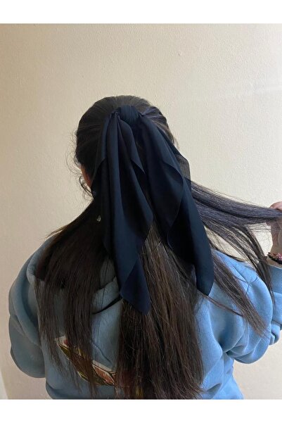 sema aksesuar Siyah Renk Şifon Fularlı Simit Toka - Fular Toka