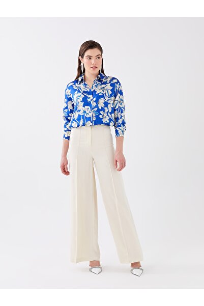 LC Waikiki Γυναικείο Παντελόνι Palazzo Standard, απλό Viscose