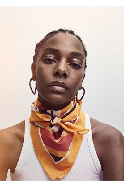 MANGO Woman Geometrik Desenli Fular